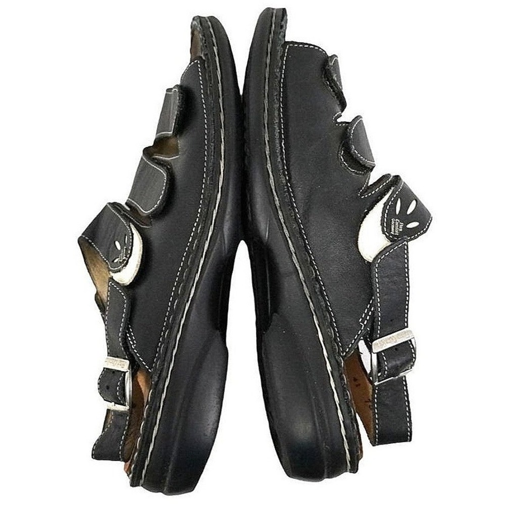 Comfort Finn Comfort Leather Slingback Sandals Womens 41 Black Contrast Stitch